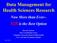 Data Management for Health Sciences Research