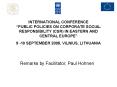 INTERNATIONAL CONFERENCE PUBLIC POLICIES ON CORPORATE SOCIAL RESPONSIBILITY CSR IN EASTERN AND CENTR PowerPoint PPT Presentation