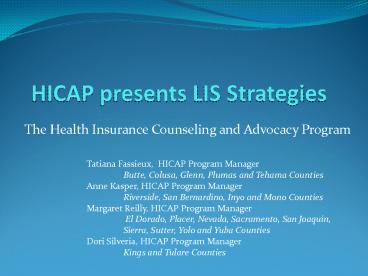HICAP presents LIS Strategies