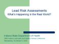 Lead Risk Assessments Whats Happening in the Real World PowerPoint PPT Presentation