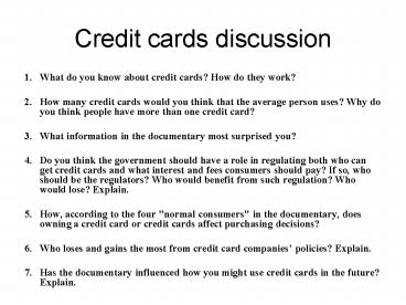 Credit cards discussion