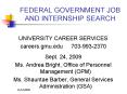 FEDERAL GOVERNMENT JOB AND INTERNSHIP SEARCH PowerPoint PPT Presentation