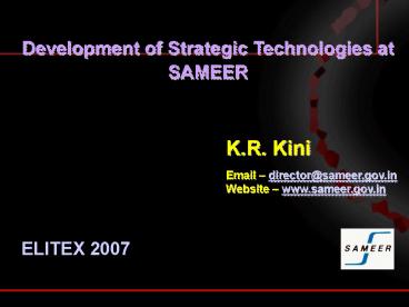Development of Strategic Technologies at