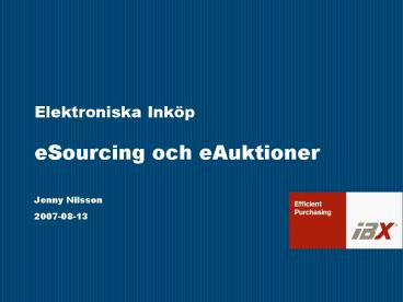 Elektroniska Inkp eSourcing och eAuktioner