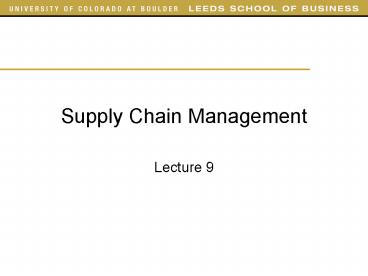 Supply Chain Management