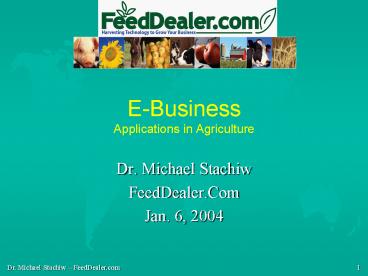 E-Business Applications in Agriculture