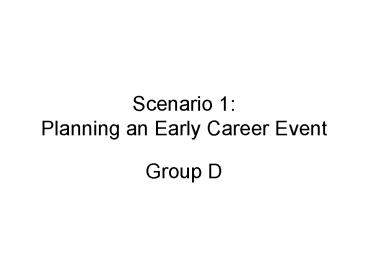 Scenario 1: Planning an Early Career Event