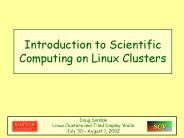 Introduction to Scientific Computing on Linux Clusters