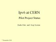 Ipv6 at CERN