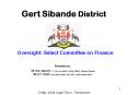 Oversight: Select Committee on Finance PowerPoint PPT Presentation