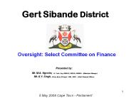 Oversight: Select Committee on Finance