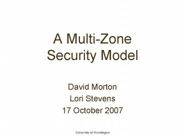 A MultiZone Security Model