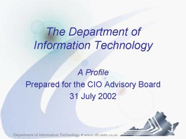 The Department of Information Technology presentation | free to view