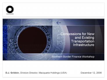 Concessions for New and Existing Transportation Infrastructure