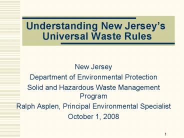 Understanding New Jerseys Universal Waste Rules