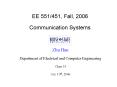 EE 551451, Fall, 2006 Communication Systems PowerPoint PPT Presentation