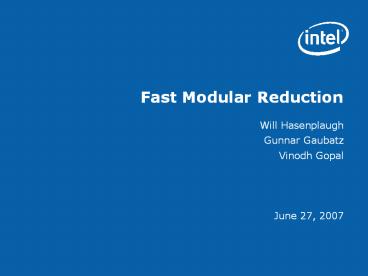 Fast Modular Reduction