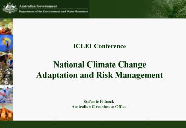 ICLEI Conference National Climate Change Adaptation and Risk Management