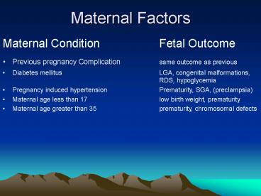 Maternal Factors