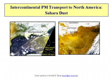 Intercontinental PM Transport to North America: Sahara Dust