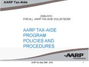 FOR ALL AARP TAX-AIDE VOLUNTEERS