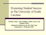Promoting Student Success at The University of South Carolina
