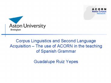 Corpus Linguistics and Second Language Acquisition 