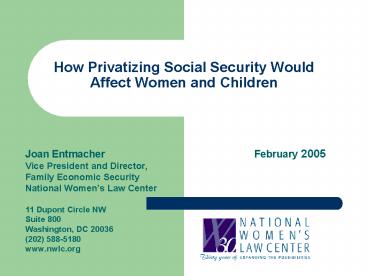 How Privatizing Social Security Would Affect Women and Children