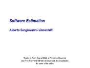 Software Estimation Alberto Sangiovanni-Vincentelli