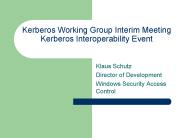 Kerberos Working Group Interim Meeting Kerberos Interoperability Event