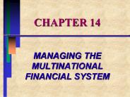 MANAGING THE MULTINATIONAL FINANCIAL SYSTEM