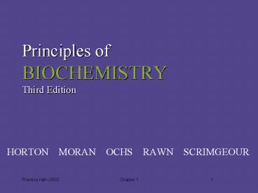 Principles of BIOCHEMISTRY Third Edition