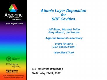 Atomic Layer Deposition for SRF Cavities