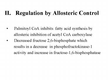 II' Regulation by Allosteric Control