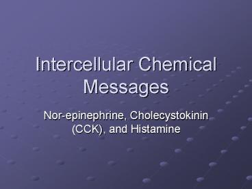 Intercellular Chemical Messages