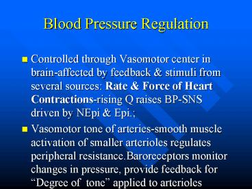 Blood Pressure Regulation