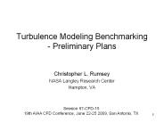 Turbulence Modeling Benchmarking - Preliminary Plans