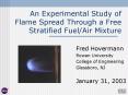 An Experimental Study of Flame Spread Through a Free Stratified Fuel/Air Mixture PowerPoint PPT Presentation