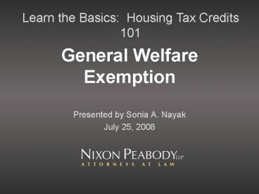 General Welfare Exemption
