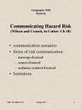 Communicating Hazard Risk Wilson and Crouch, in Cutter: Ch 18 PowerPoint PPT Presentation