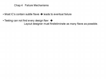 Chap'4 Failure Mechanisms