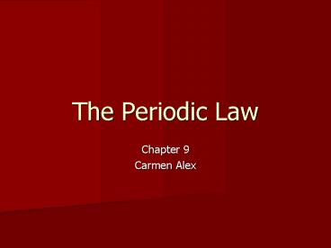 The Periodic Law