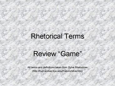 Rhetorical Terms