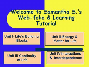 Welcome to Samantha S's Webfolio