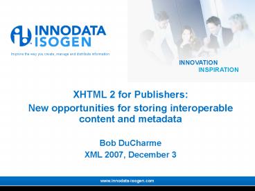 XHTML 2 for Publishers: