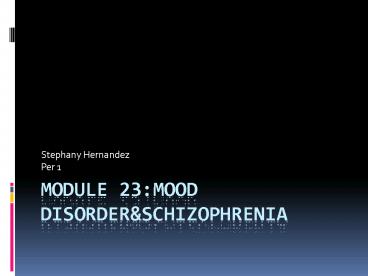 Module 23:Mood Disorder