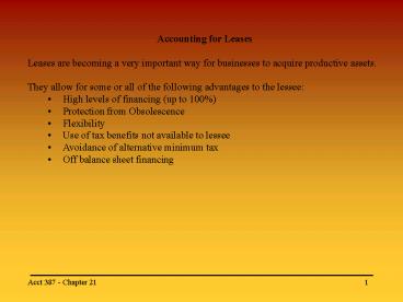 Accounting for Leases