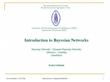 Bayesian Networks Dynamic Bayesian Networks