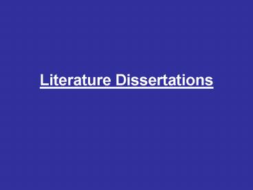 Literature Dissertations