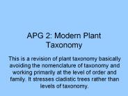 APG 2: Modern Plant Taxonomy
